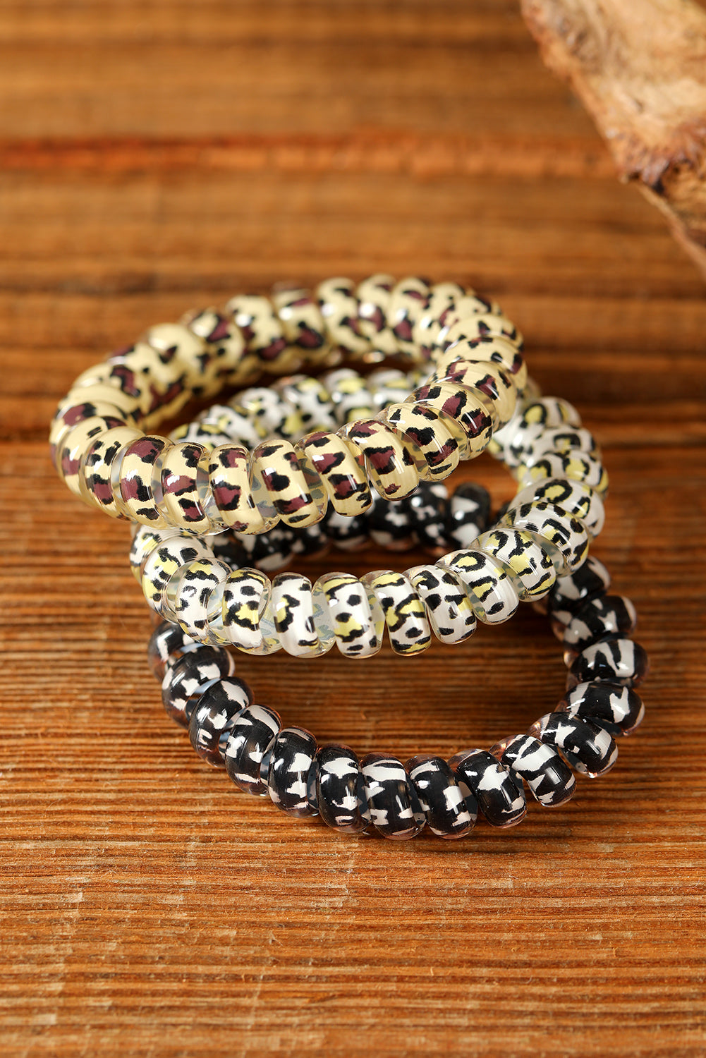 Black Leopard Telephone Spiral Coil Wire Hair Tie