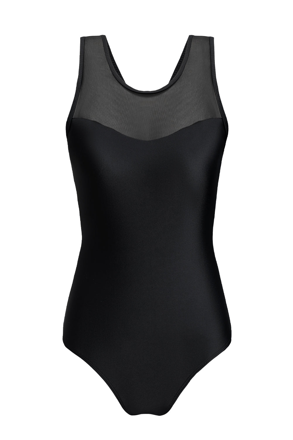 Black Hollow Out Back Mesh High Leg One Piece Swimsuit