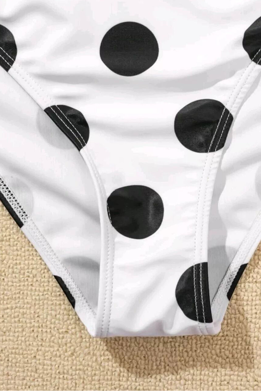 White Polka Dot Ruffled One Shoulder One Piece Swimwear