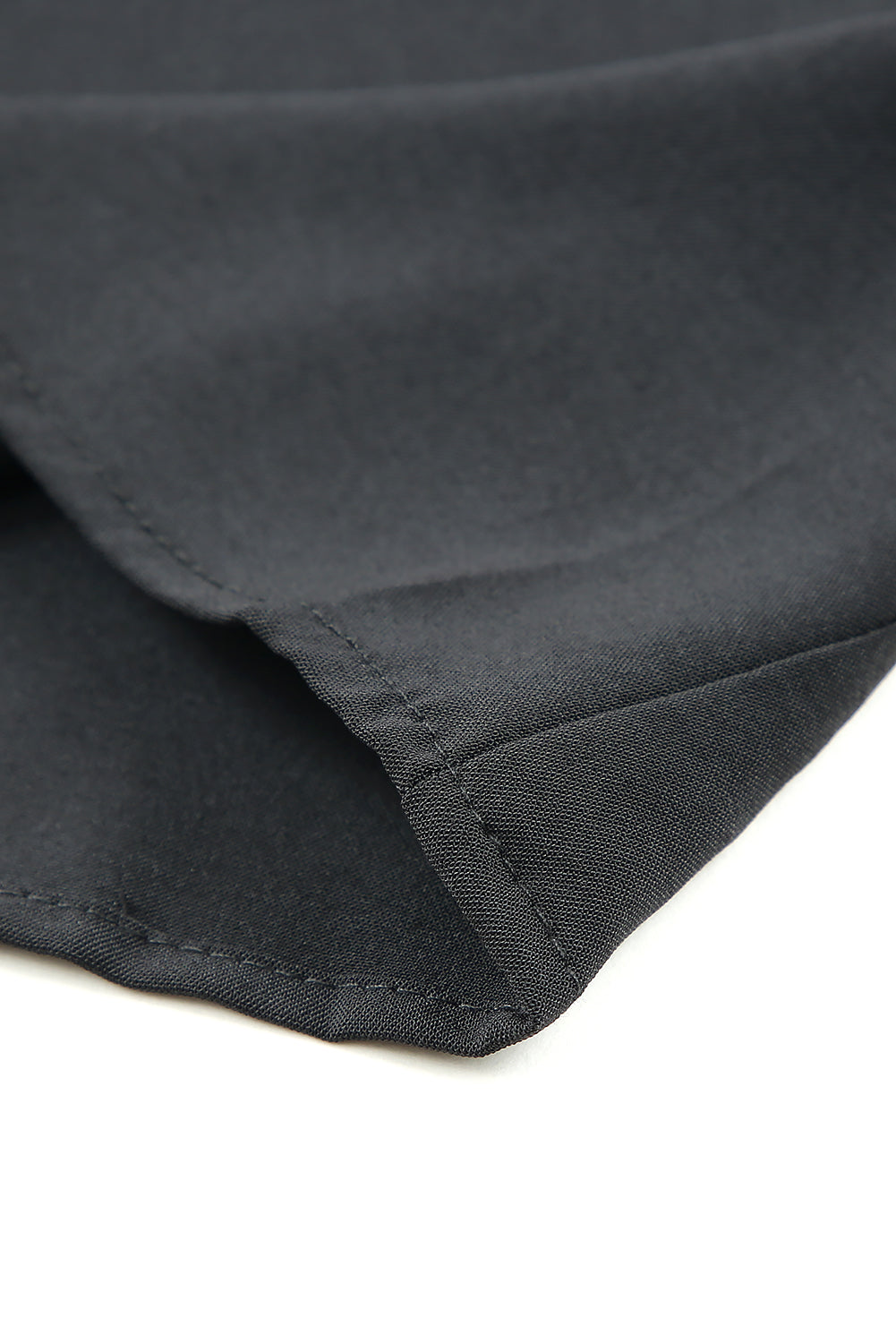 Black Split V Neck Short Sleeve Casual Tunic Dress