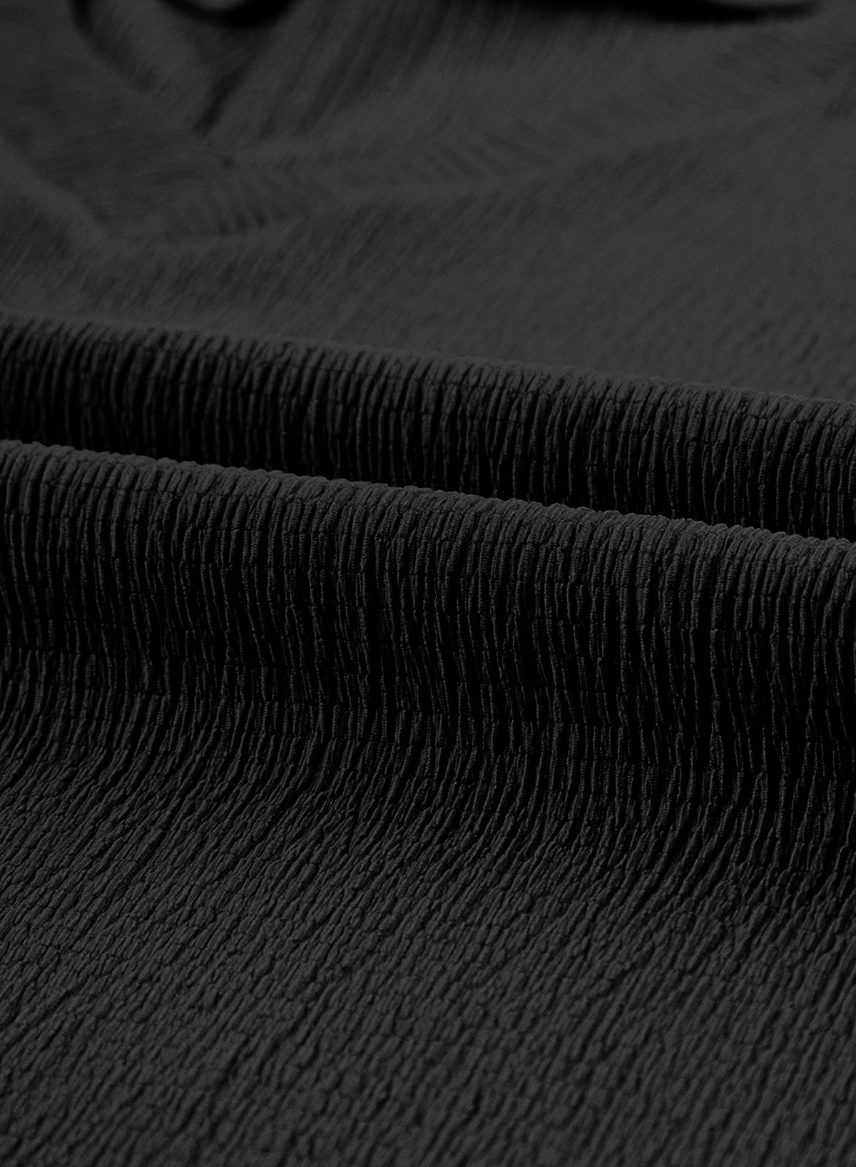 Black Plain Crinkled V Neck Short Sleeve Blouse